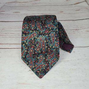 Blue Teal Paisley Men's Polyester Windsor Neck Tie